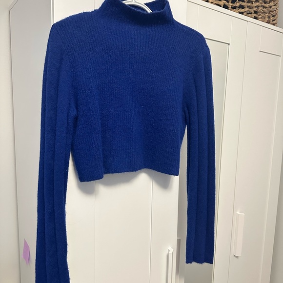 Electric Blue Cropped Turtleneck TopShop - Picture 2 of 3
